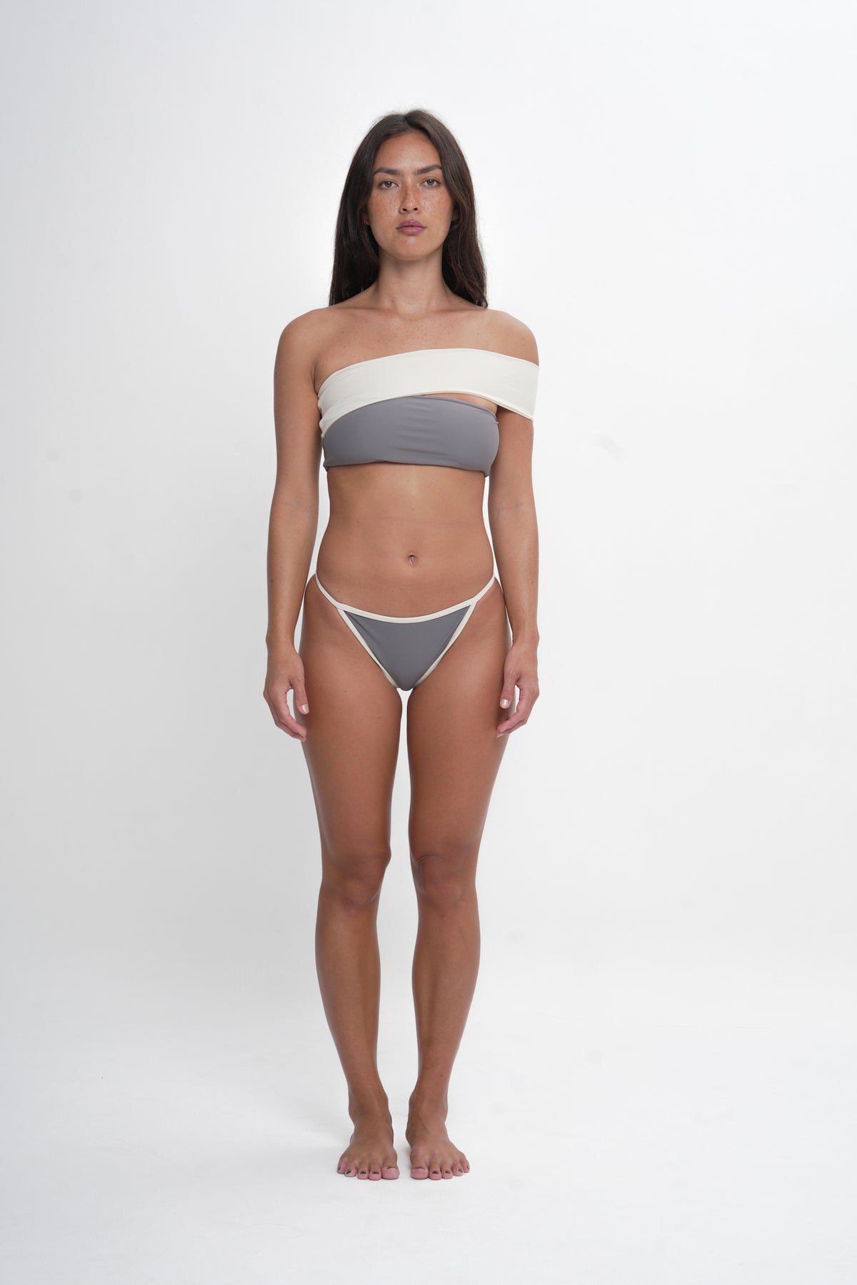 Salt One Shoulder Bandeau - Grey