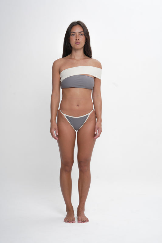 Salt One Shoulder Bandeau - Grey