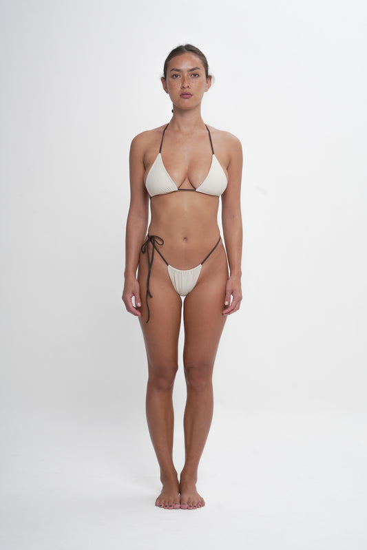 Mali String Brief - Cream/Chocolate